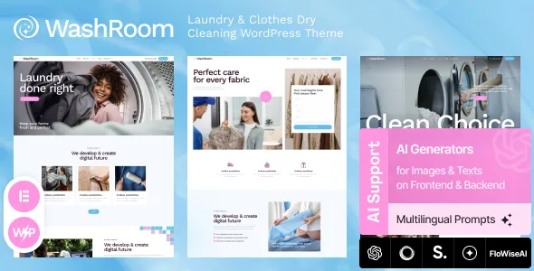 Washroom – Laundry & Clothes Dry Cleaning WordPress Theme